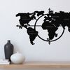 Homemania Wall Decoration World Map 100x56 cm Metal Black