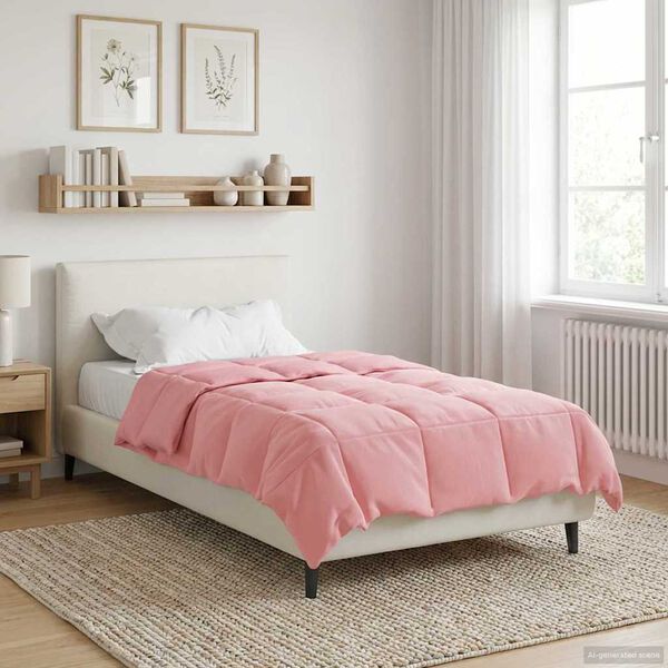 vidaXL Full Year Duvet Quilted Pink 135 x 200 cm Microfiber