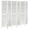 vidaXL Room Divider 6 Panels White Solid Wood Paulownia