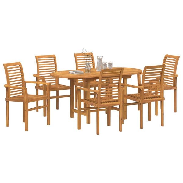 vidaXL Garden Dining Set 7 pcs Brown Solid Teak wood