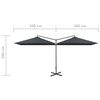 vidaXL Double Garden Parasol with Steel Pole Anthracite 600x300 cm