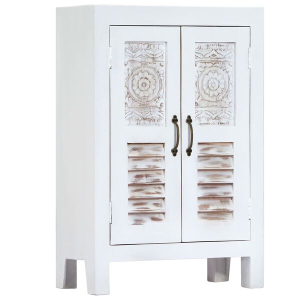 vidaXL Carved Sideboard White 60x30x89 cm Solid Mango Wood