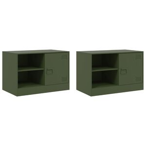 vidaXL 2 Piece TV Cabinet Set Olive Green 67x39x44 cm Steel