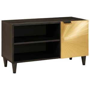 vidaXL TV Cabinet Black and Gold 80 x 33 x 46 cm Engineered wood