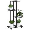 vidaXL 4-Floor Flower Stand with Wheels 44x23x80 cm Black Iron