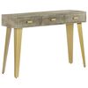 vidaXL Console Table Solid Mango Wood Grey with Brass 110x35x76 cm
