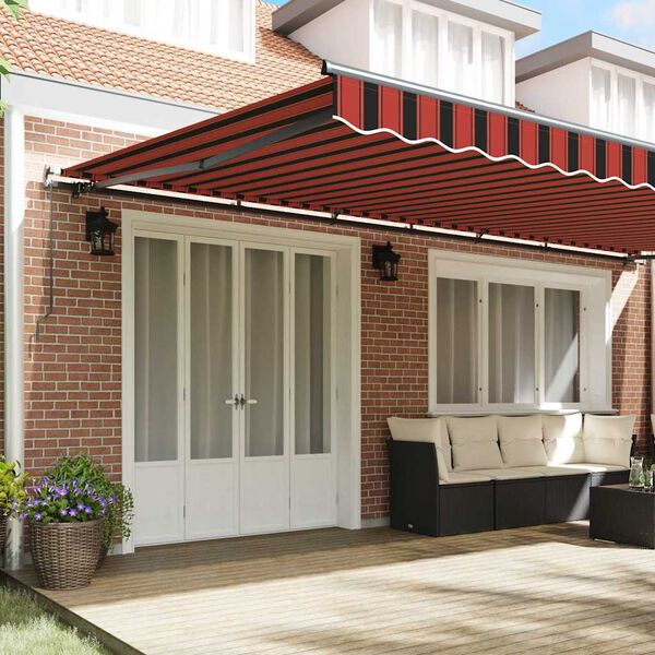 vidaXL Retractable Awning Manual Orange and brown 600 x 300 cm
