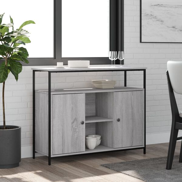 vidaXL Sideboard Grey Sonoma 100x35x80 cm Engineered Wood