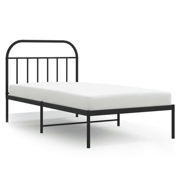 vidaXL Metal Bed Frame without Mattress with Headboard Black 107x203cm