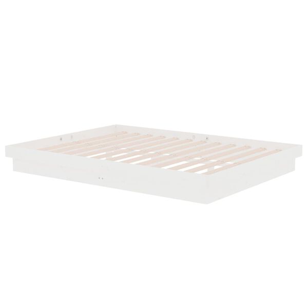 vidaXL Bed Frame without Mattress White Solid Wood Double