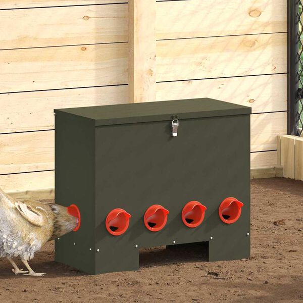 vidaXL Chicken Feeder 2 pcs Olive Green 60.5 x 29 x 51 cm
