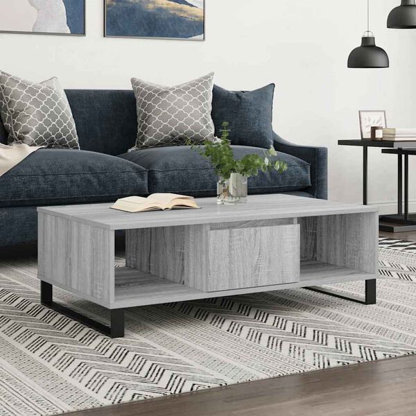 vidaXL Coffee Table Grey Sonoma 104x60x35 cm Engineered Wood