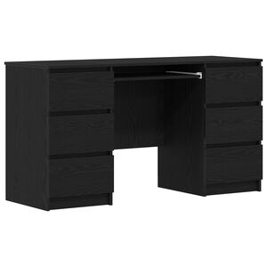 vidaXL Desk with Drawer Black Oak 140 x 50 x 76 cm Engineered Wood