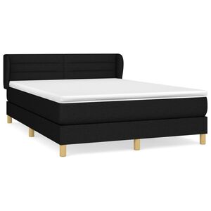 vidaXL Box Spring Bed with Mattress Black 140x190 cm Fabric