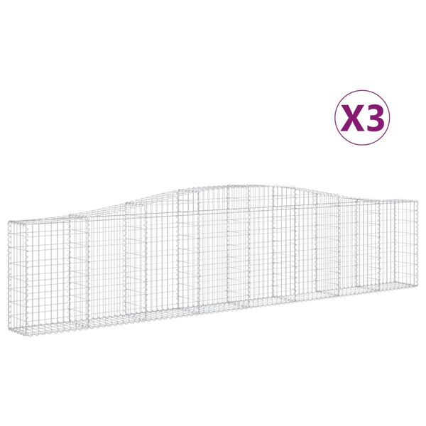 vidaXL Arched Gabion Baskets 3 pcs 400x30x80/100 cm Galvanised Iron