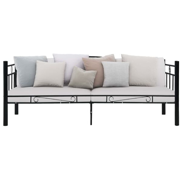 vidaXL Daybed Frame without Mattress Black Metal 90x200cm