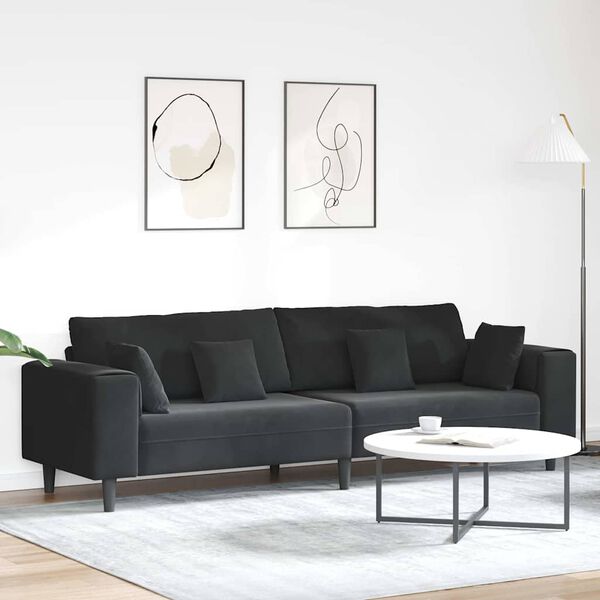 vidaXL Sofa with Cushion Black 250 x 77 x 76 cm Velvet