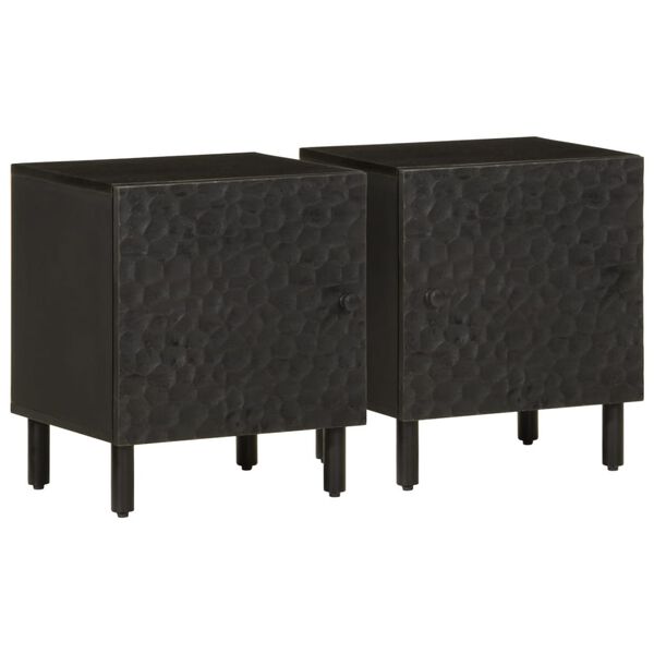 vidaXL Bedside Cabinets 2 pcs Black 40x33x46 cm Solid Wood Mango