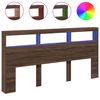 vidaXL Headboard Cabinet with LED Brown Oak 200x17x102 cm