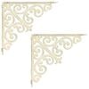 vidaXL Wall Shelf Brackets 2 pcs Antique White 24 x 24 x 3.5 cm Steel