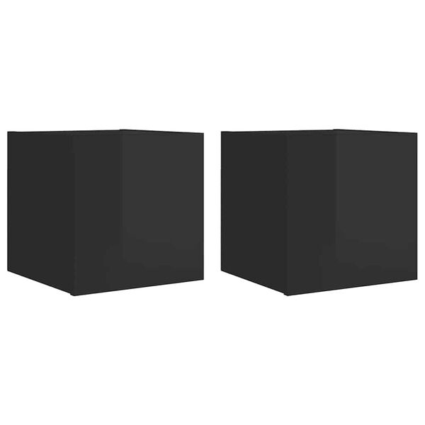 vidaXL Wall Mounted TV Cabinets 2 pcs High Gloss Black 30.5x30x30 cm
