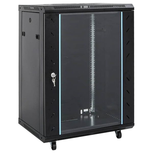 vidaXL 15U Network Cabinet 19" IP20 Black 60x45x86 cm