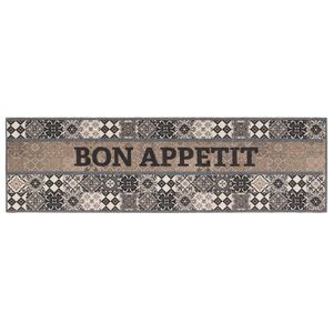vidaXL Kitchen Rug Grey Bon Appetit 150 x 45 cm 100% Polyamide