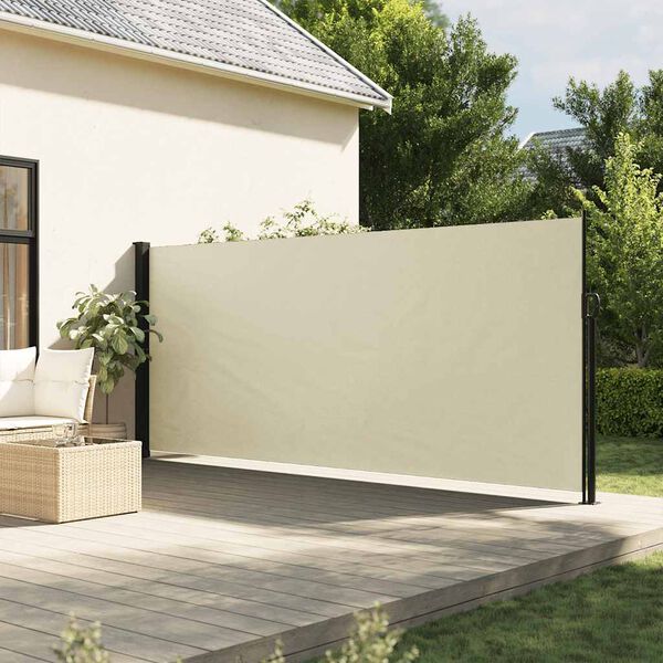 vidaXL Retractable Side Awning Cream 160x500 cm