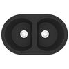 vidaXL Kitchen Sink Double Basins Oval Black Granite