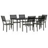 vidaXL 7 Piece Garden Dining Set Black Steel and Textilene