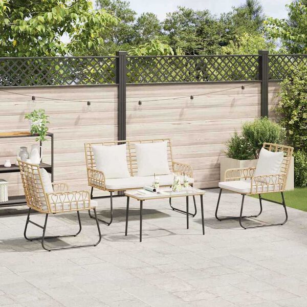 vidaXL Garden Furniture Set 4 pcs Black and Anthracite Poly Rattan
