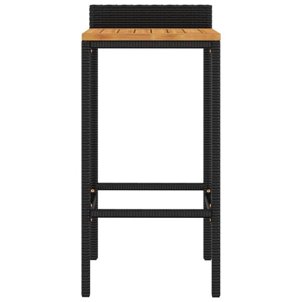 vidaXL Bar Stools 4 pcs Black Poly Rattan and Solid Wood Acacia