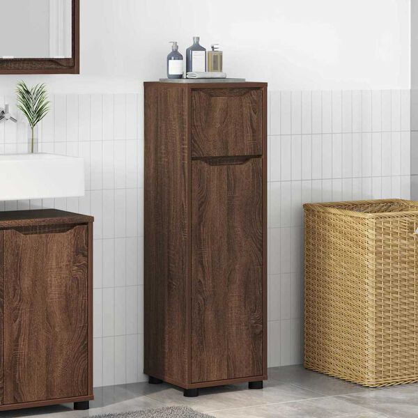 vidaXL Bathroom Cabinet Brown Oak 30.5 x 30 x 101 cm Engineered Wood
