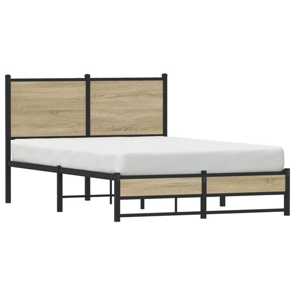vidaXL Metal Bed Frame without Mattress Sonoma Oak 120x190 cm Small Double