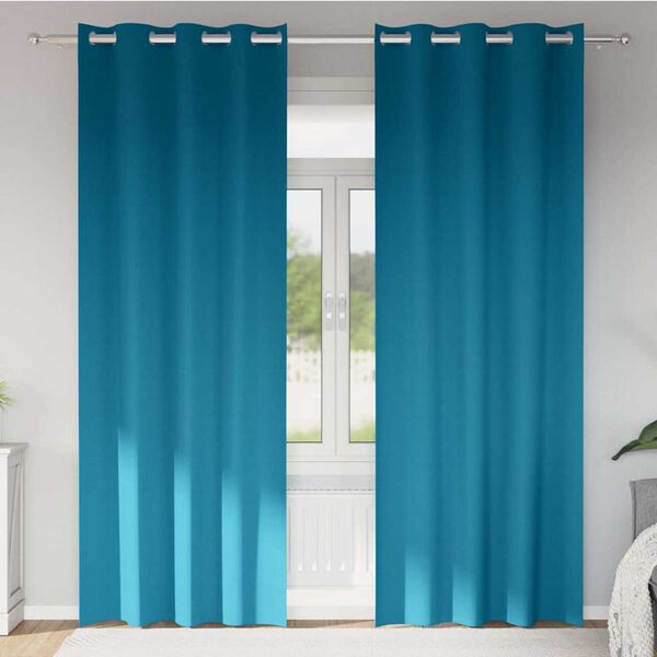 vidaXL Blackout Curtains with Rings 2 pcs Turquoise 225 x 140 cm