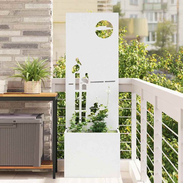 vidaXL Garden Privacy Screen White 50 x 140 cm Cold-rolled steel