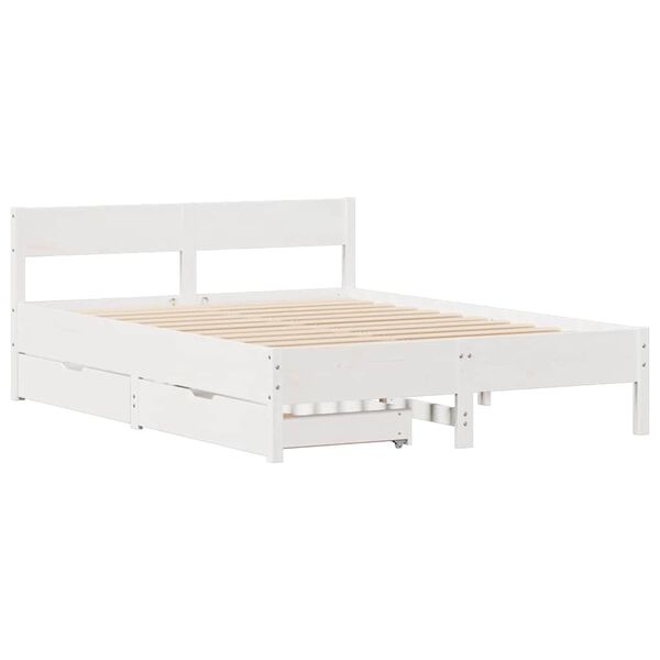 vidaXL Bed Frame without Mattress White 135x190 cm Double Solid Wood Pine
