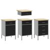 vidaXL Work Cabinet with Drawer 10 pcs Black Engineered Wood and Steel