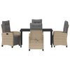 vidaXL Garden Dining Set with Cushion 5 pcs Beige Poly Rattan