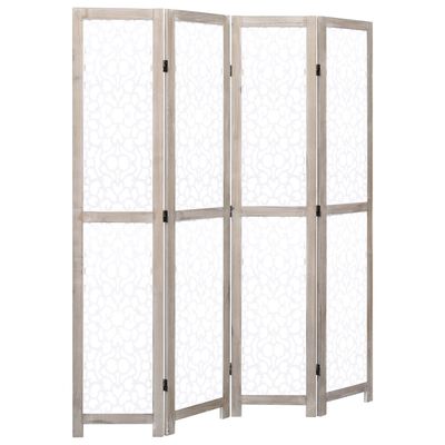 vidaXL 4-Panel Room Divider White 140x165 cm Solid Wood