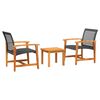vidaXL 3 Piece Bistro Set Black Poly Rattan and Acacia Wood