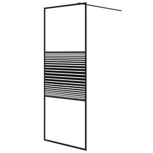 vidaXL Walk-in Shower Wall Black 80x195 cm Clear ESG Glass