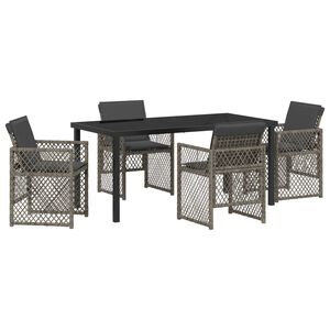 vidaXL Garden Dining Set 5 pcs Grey Poly Rattan