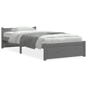 vidaXL Bed Frame without Mattress Grey Solid Wood 75x190 cm Small Single