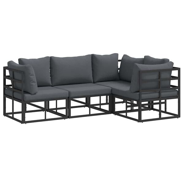 vidaXL Garden Sofa Set with Cushion Black Aluminium