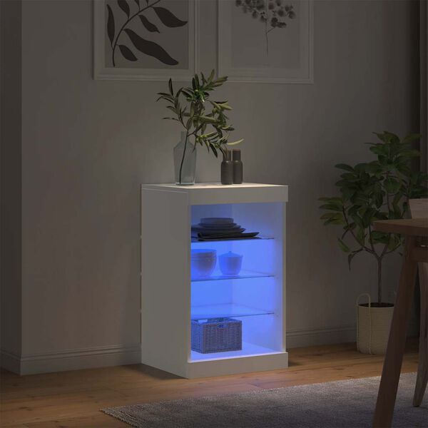 vidaXL Sideboard with LED Lights White 41x37x67 cm