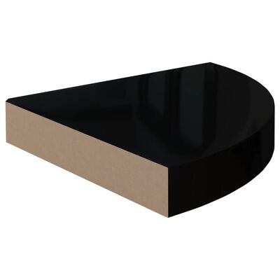 vidaXL Floating Corner Shelves 2 pcs High Gloss Black 25x25x3.8 cm MDF