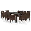 vidaXL 11 Piece Garden Dining Set Poly Rattan Brown