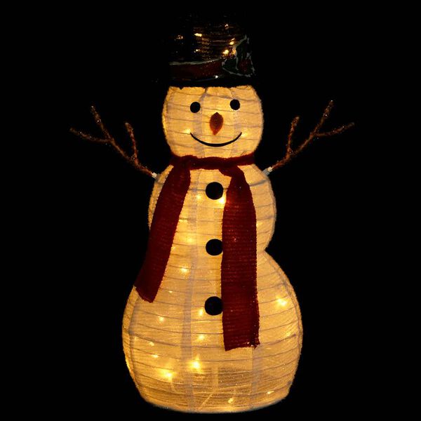 vidaXL Decorative Christmas Snowman Figure with LED Luxury Fabric 60cm