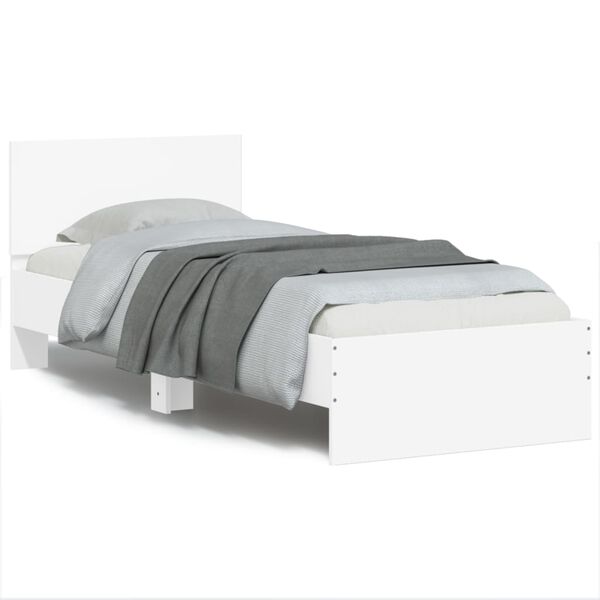 vidaXL Bed Frame without Mattress with Headboard White 75x190 cm Small Single